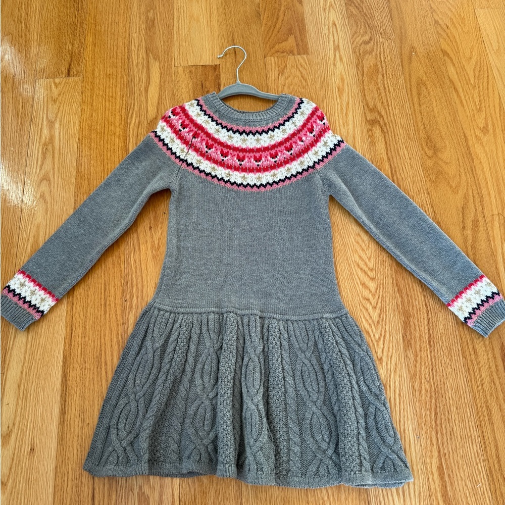 Isaac Mizrahi Grey sweater dress with pink detail never worn size 5-6